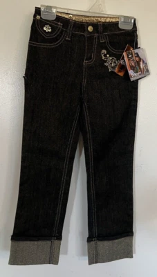 Jeans Dereon Niñas Talla 6 Negro Con Acentos Dorado Brillo Adornos Foto 1 de 4