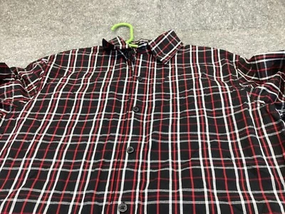 Adam Levine Mens Shirt Small Button Up Front Plaid Long Sleeve Black Red - Image 1 of 4