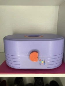 Vintage Caboodles Makeup Box 2614 Purple And Peachy Pink Large - Picture 1 of 5