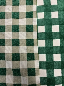 (ROLL) Multiple Yards of Kravet Chenille Green & White Checkered Fabric - Picture 1 of 3