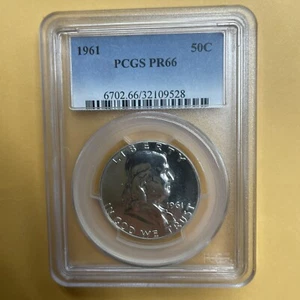PR66 CAMEO LOOK LIKE 1961 PCGS GRADED FRANKLIN SILVER HALF DOLLAR 50c Rare!!!!!! - Picture 1 of 4