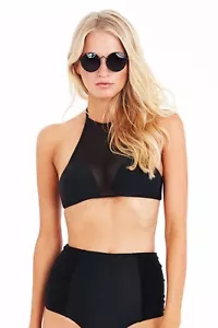 Black Sexy Swimwear Sling Bikini 2pcs Set Beach Bathing Suit Mesh High Waist Top - Picture 1 of 7