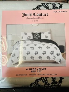 Juicy Couture 4 Piece Velvet Bed Set W/ Comforter - Full / Queen - New - Picture 1 of 2
