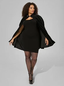 Capa con capucha de terciopelo negro tórrido para mujer talla 5/6 5X/6X 28-30 nueva con etiquetas Halloween - Imagen 1 de 5
