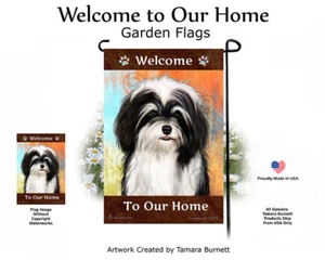 Welcome Garden Flag - Black and White Havanese 071 - Picture 1 of 1