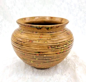 MID CENTURY MCM Bowl Planter Atlantic Mold Ceramic Speckled Orange Green Yellow - Picture 1 of 4