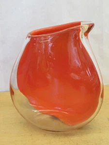 Jonathan Shaw #48/195 Studio Art Glass Orange pitcher / Vase 12.25" - Picture 1 of 8