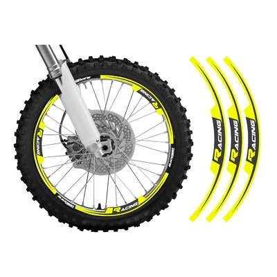 adesivi grafiche moto per cerchi in Crystal Blackbird cross enduro giallo fluo