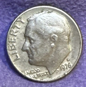 1976 D Roosevelt Dime Error - Filled In “D” Mint Mark - Picture 1 of 3
