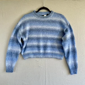Suéter Dividido H&M Para Mujer S Azul Rayas Recortado Manga Larga Tejido Suave - Imagen 1 de 8
