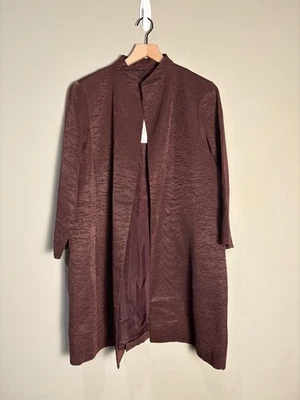 NUEVO CON ETIQUETAS Eileen Fisher Cassis Púrpura Algodón Cuello Alto Pulsera Manga Chaqueta Talla XL Foto 1 de 4
