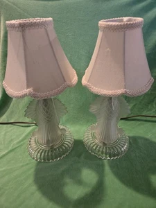 Paar Vintage Art Deco Boudoir Lampen Milchglas Distel Design 9 1/2 ohne - Bild 1 von 6