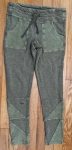 Free People Movement Kyoto Leggings Cotton Drawstring Waist Olive  *Distressed* - Picture 1 of 16