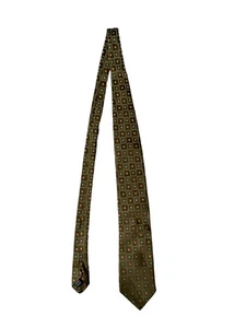 Ike Behar Olive Green Geometric 100% Silk Neck Tie Men's 58”x 3.5” - Picture 1 of 4
