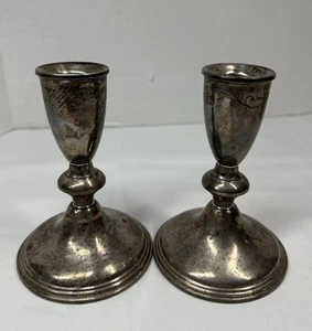 Empire Sterling Silver Candle Stick Holders Weighted 5” H - Picture 1 of 14