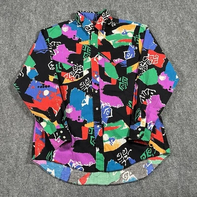 Vintage Wrangler Shirt Mens XL Colorful Brushpopper Abstract Retro Cowboy 90s  - Image 1 of 4