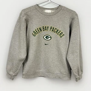 Vintage Green Bay Packers Kids Nike Crewneck Sweatshirt Gray Medium 10/12 USA - Picture 1 of 12