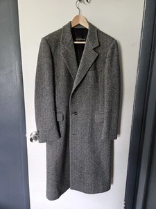 Vintage 70s YSL Yves Saint Laurent Men's Wool Single Breasted Overcoat Gray S/M. - Picture 1 of 5