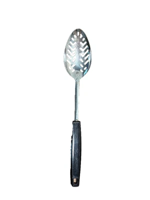 Vintage 90s ECKO USA Stainless steel slotted spoon black plastic handle retro - Image 1 of 4