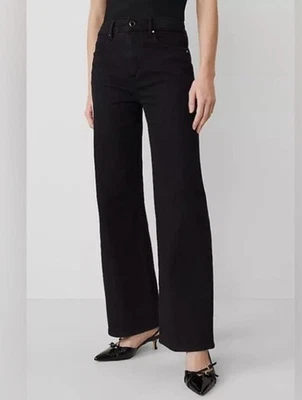 Pantalones de mezclilla negros de pierna ancha de algodón ANN TAYLOR 4 The Trouser Foto 1 de 4