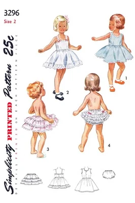 Simplicity 3296 Pattern SLIPS & Panties Petticoat Toddler Girls Underwear - Image 1 of 4
