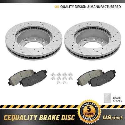 Rotores de freno delanteros perforados pastillas de freno para Ford F-250 F-350 Super Duty 2005-2013 Foto 1 de 4