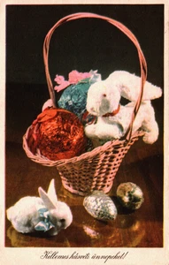 Happy Easter Easter Bunnies with Easter Eggs Vintage Postcard B272 - Picture 1 of 2