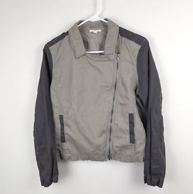Eileen Fisher Jacket Women Large Gray Linen Full Zip Collared Long Sleeve Pocket - Image 1 of 4