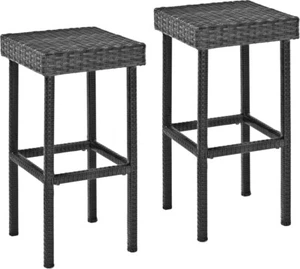 Crosley Furniture Palm Harbor Outdoor Wicker 29-inch Bar Height Stools - Grey - Picture 1 of 5