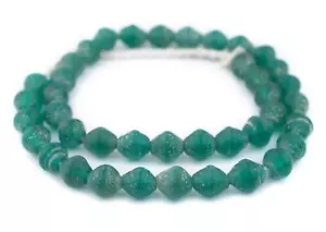 Perline di vetro Java stile antico Aqua bicone 15 mm verde indonesia grande foro - Foto 1 di 3