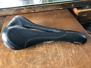 BLACK Leather Selle Italia FLIGHT GEL FLOW Titanium Rail saddle Handmade Italy - Picture 1 of 9
