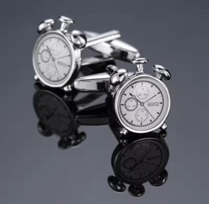 Novelty Clock Shaped Cufflinks; Fashion Valentines Day Gift; Him Her Dad Mother - Picture 1 of 5
