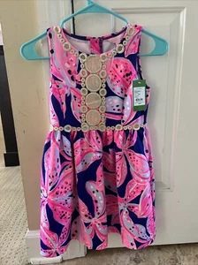 EUC Lilly Pulitzer Baylee Dress Floral Purple Hot Pink 30550 Girls Size L 8-10 - Picture 1 of 2
