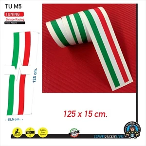 Fascia Striscia Adesiva Tricolore Bandiera Italia Tuning Racing 125 x 15 cm - Picture 1 of 1
