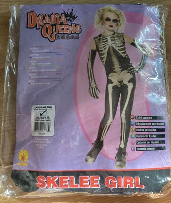 SKELEE Esqueleto Rayos X Huesos Elegante Vestido Disfraz Niñas Halloween 8-10 Foto 1 de 4