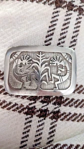 Hopi Kokopelli Sterling Silver Belt Buckle Southwestern Western Buckle - Picture 1 of 5