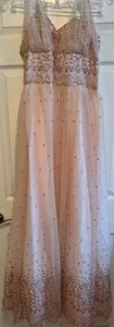 BEAUTIFUL WOMEN'S PINK SPARKLY ZUM ZUM BY NIKI LIVIS LONG PROM BALL GOWN SIZE 14 - Picture 1 of 14