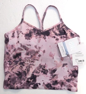 ATHLETA Girls Strappy Tank Top w/ Built In Bra Size XXL (16) Pink Gray & Black - Picture 1 of 12