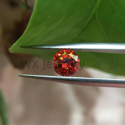 Orange colors Round Cut Loose Moissanite 0.5-3ct Gemstone Pass Diamond Tester - Image 1 of 4