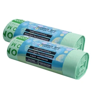 30x Bonnie Bio Compostable 60L Pedal Bin & Tall Kitchen/Garbage/Bin Bags Green - Picture 1 of 5