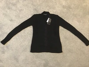 Lauren Ralph Lauren Pullover tiefer V-Ausschnitt Zopfmuster schwarz Damengröße M BRANDNEU - Bild 1 von 5