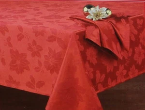 Nobility Red Poinsettia 60X84 Oblong Tablecloth NWT - Picture 1 of 2