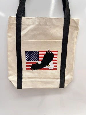 EL PASO SADDLE BLANKET Linen Tote Bag  American Flag Eagle Theme - Image 1 of 4