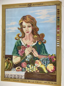 Creations Butterfly Needlepoint Tapestry Canvas Woman 20in By 28in 11 Counts - Picture 1 of 4