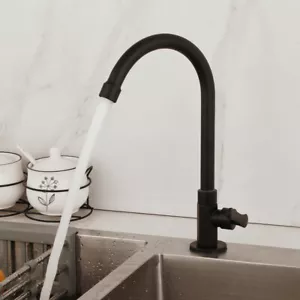 Rubinetto da cucina nero manico singolo e foro montato su ponte bacino vanità rubinetto acqua fredda - Foto 1 di 6