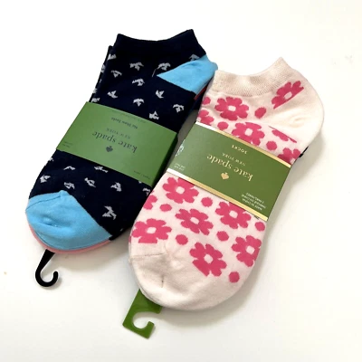 NUEVO CON ETIQUETAS Kate Spade 6 Pares Calcetines No Show Floral Rayas Crew Talla Única Azul Marino Rosa Foto 1 de 3