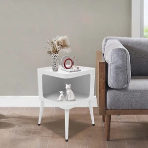 Modern Side Table, Metal Table with Open Storage, Bedside Table for Small Space - Picture 1 of 16