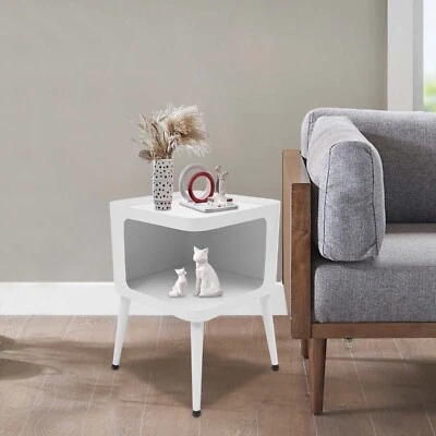 Modern Side Table, Metal Table with Open Storage, Bedside Table for Small Space - Image 1 of 4