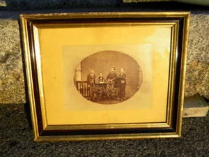 c.1880 BILDERRAHMEN 30x25 Berliner Leiste Waschgoldrahmen Fotografie mit 4 Buben - Bild 1 von 6
