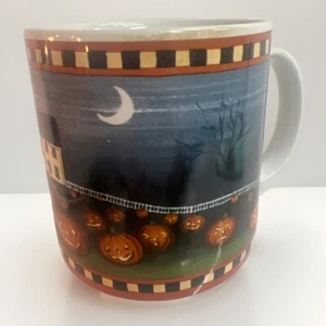 David Carter Brown Pumpkin Hollow Halloween 12oz Coffee Mug Cup Sakura Oneida - Picture 1 of 12